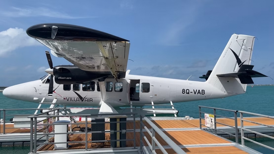 Villa Air Positions Seaplane Twin Otter at Velana Airport Ahead of Seaplane Launch